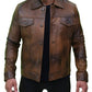 Mens Vintage Classic Leather Trucker Jacket