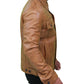 Mens Camel Brown Trucker Leather Jacket