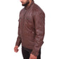 Men's Sheepskin Leather Quilted Brown Jacket