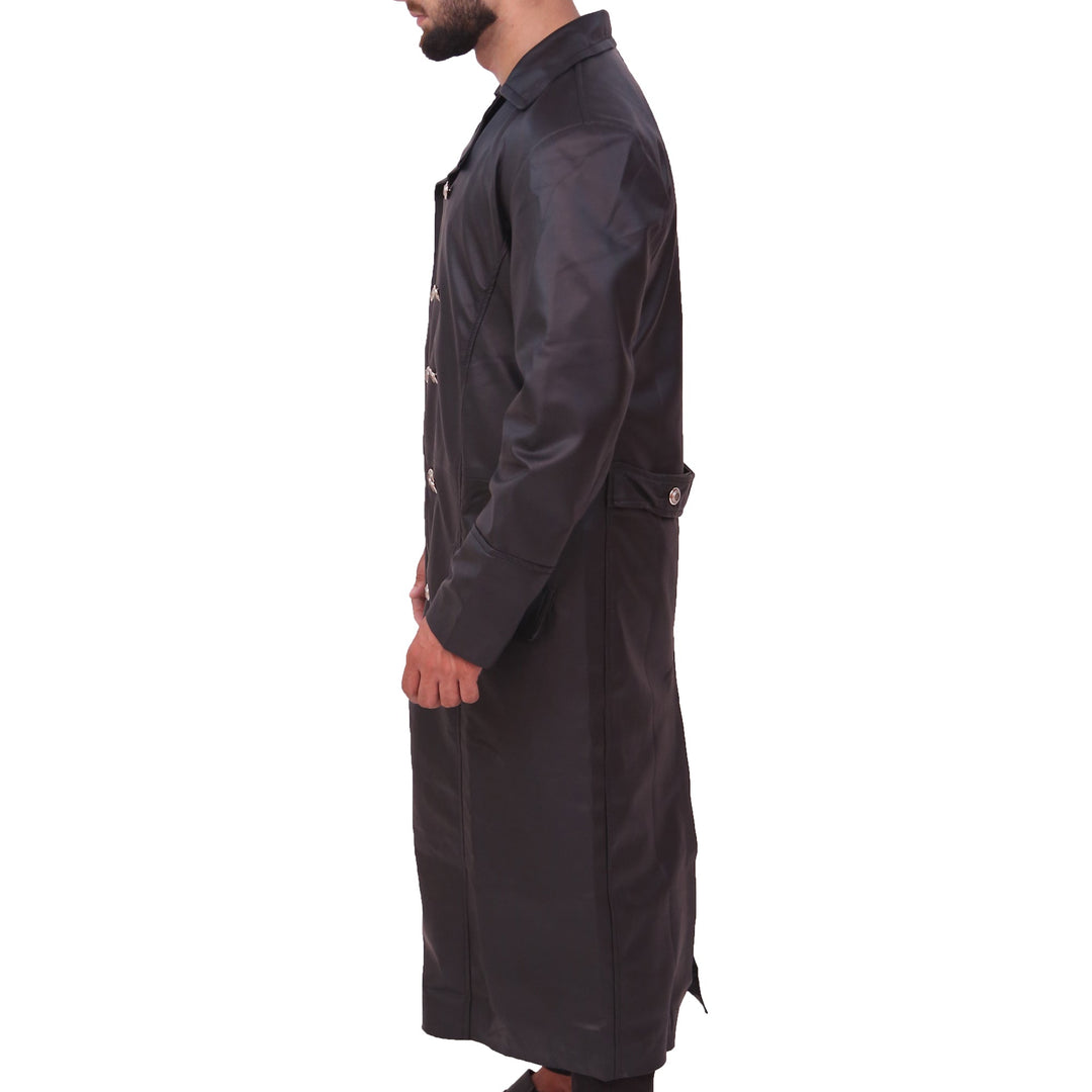 MEN'S CLASSIC OFFICER MILITARY BLACK GERMAN TRENCH COAT