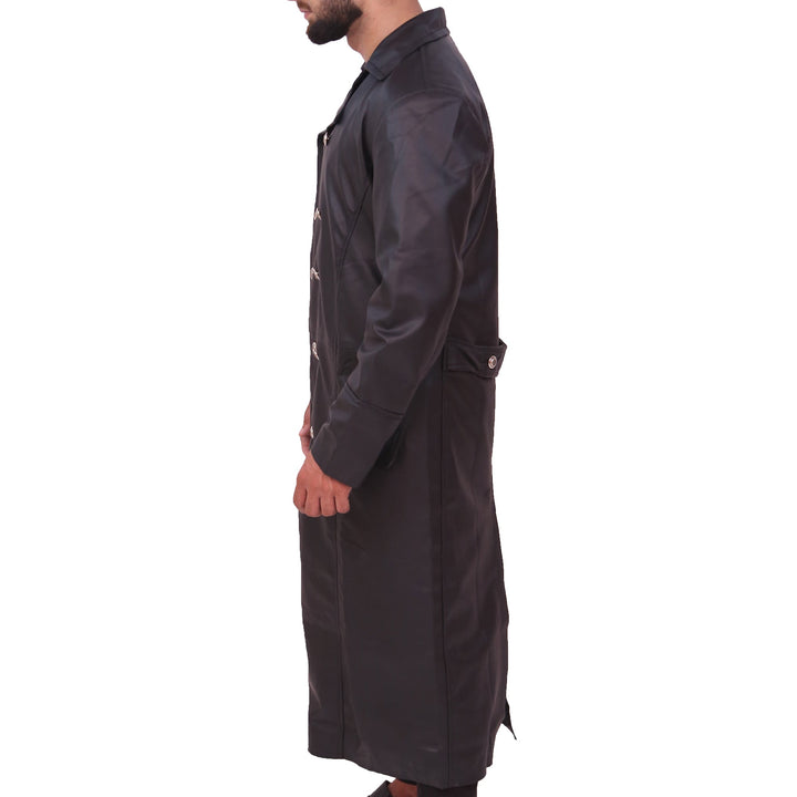MEN'S CLASSIC OFFICER MILITARY BLACK GERMAN TRENCH COAT