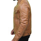 Mens Camel Brown Trucker Leather Jacket