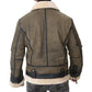 Aviator Bomber Men's Green Leather Jacket with Faux fur