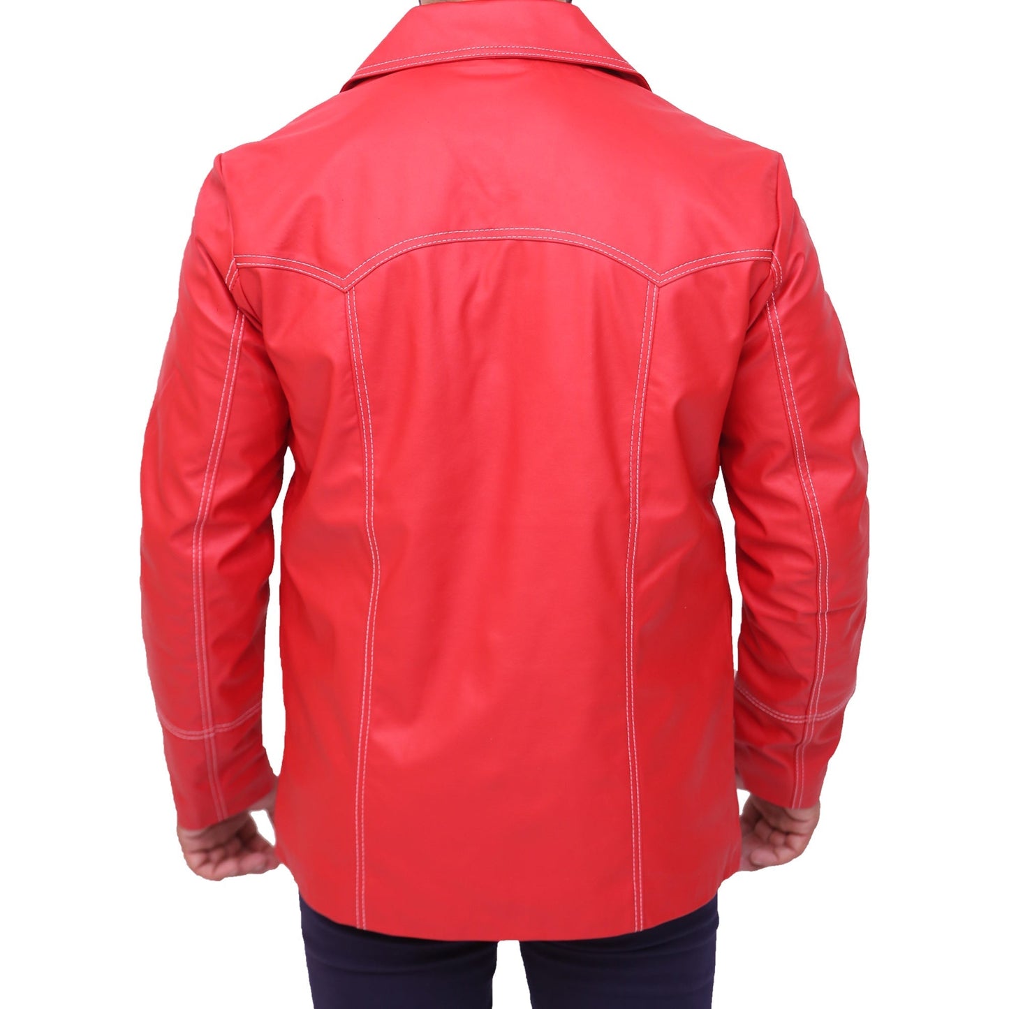 Brad Pitt Fight Club Red Leather Jacket