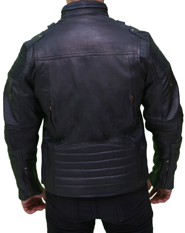 Men's Cafe Racer Black Biker Leather Jacket