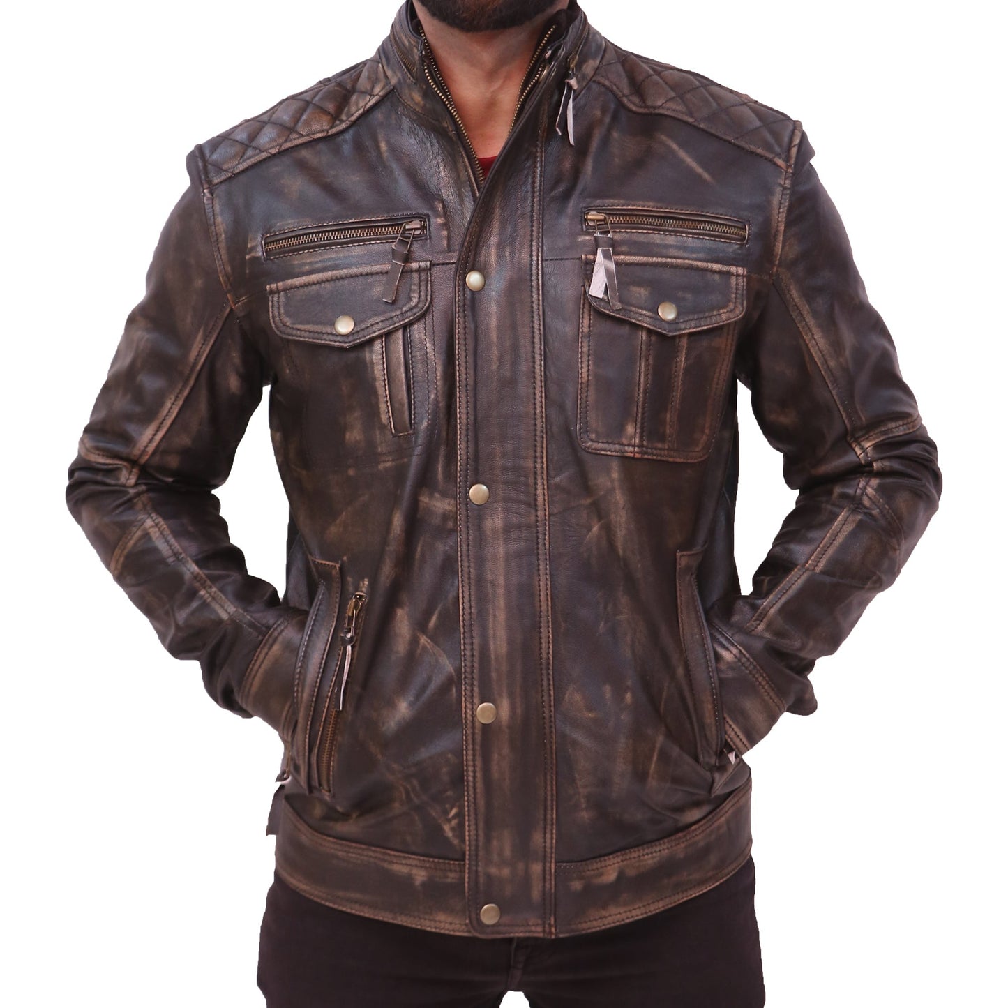 Navy Flight Men G-1 Distressed Brown Bomber Leather Jacket