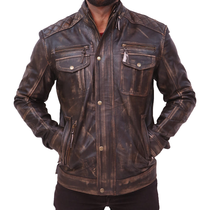 Navy Flight Men G-1 Distressed Brown Bomber Leather Jacket