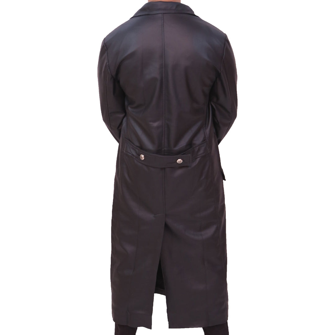MEN'S CLASSIC OFFICER MILITARY BLACK GERMAN TRENCH COAT