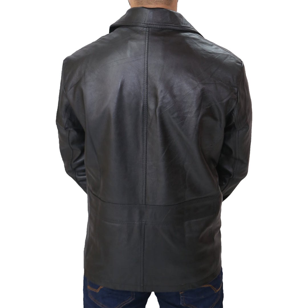 Men's Black Leather Blazer