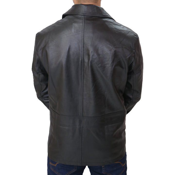 Men's Black Leather Blazer