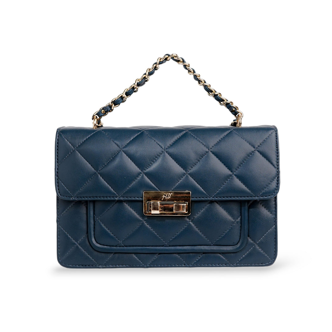 Flora Quilted Crossbody Leather Bag - Blue - Image 10