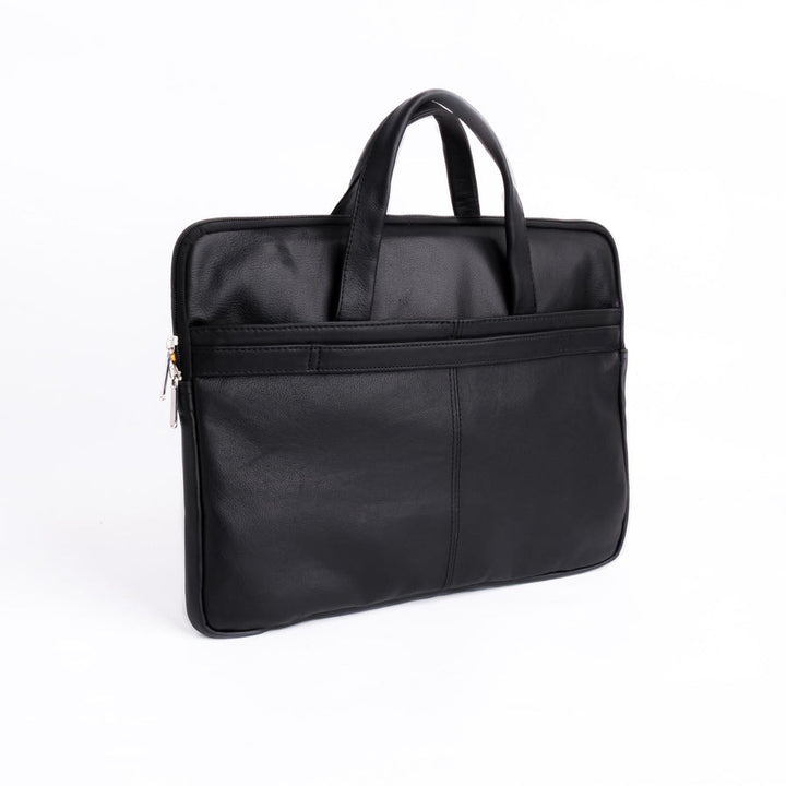 The Founder Ultra Slim Leather Laptop Bag-Black - Image 1