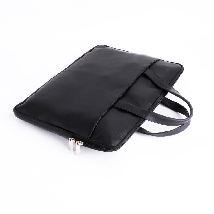 The Founder Ultra Slim Leather Laptop Bag-Black - Image 2