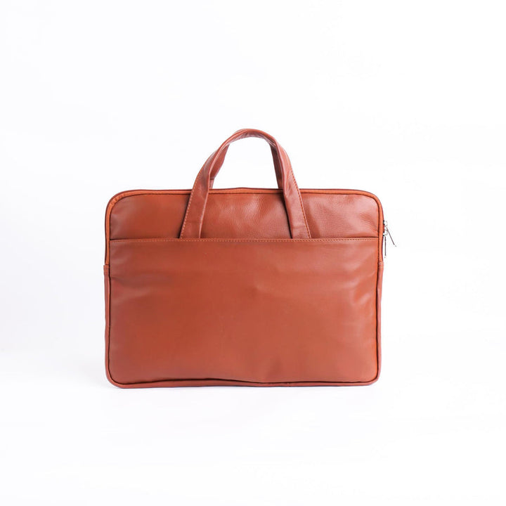 The Founder Ultra Slim Leather Laptop Bag-Tan Brown - Image 1