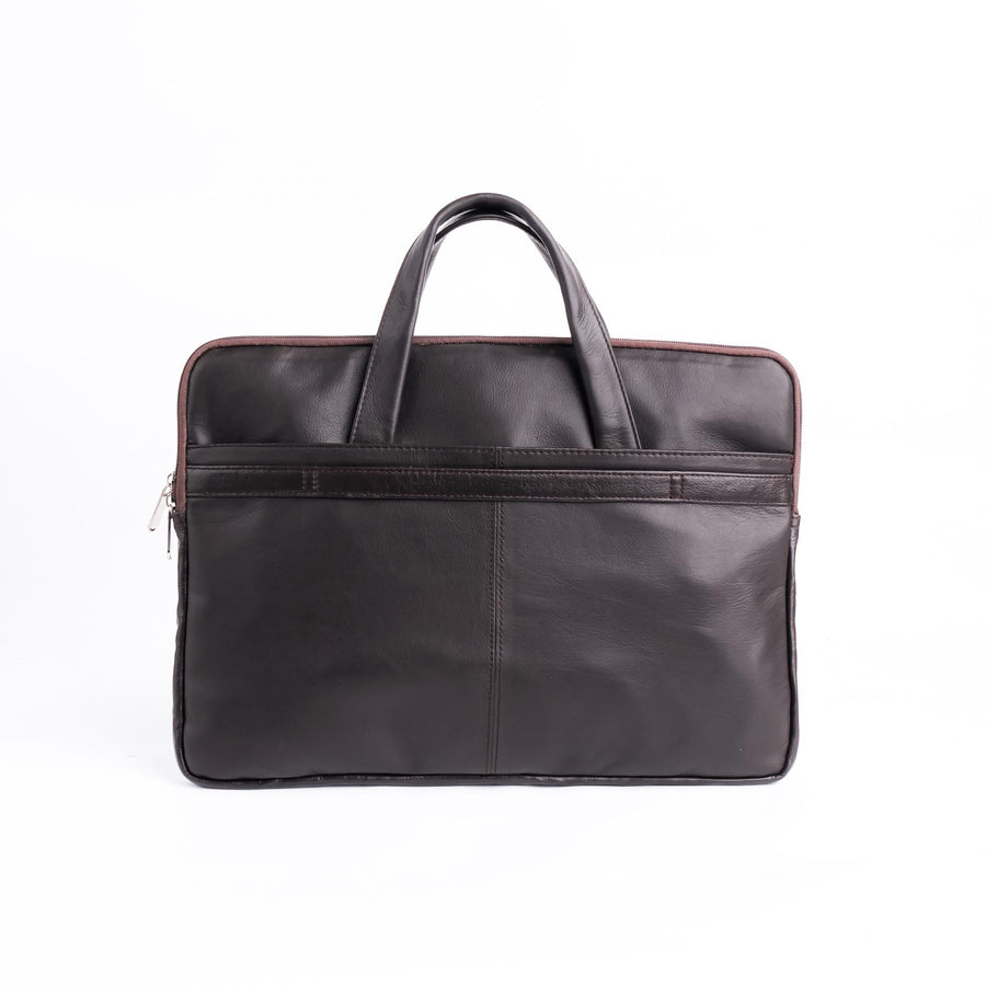 The Founder Ultra Slim Leather Laptop Bag-Dark Brown - Image 2
