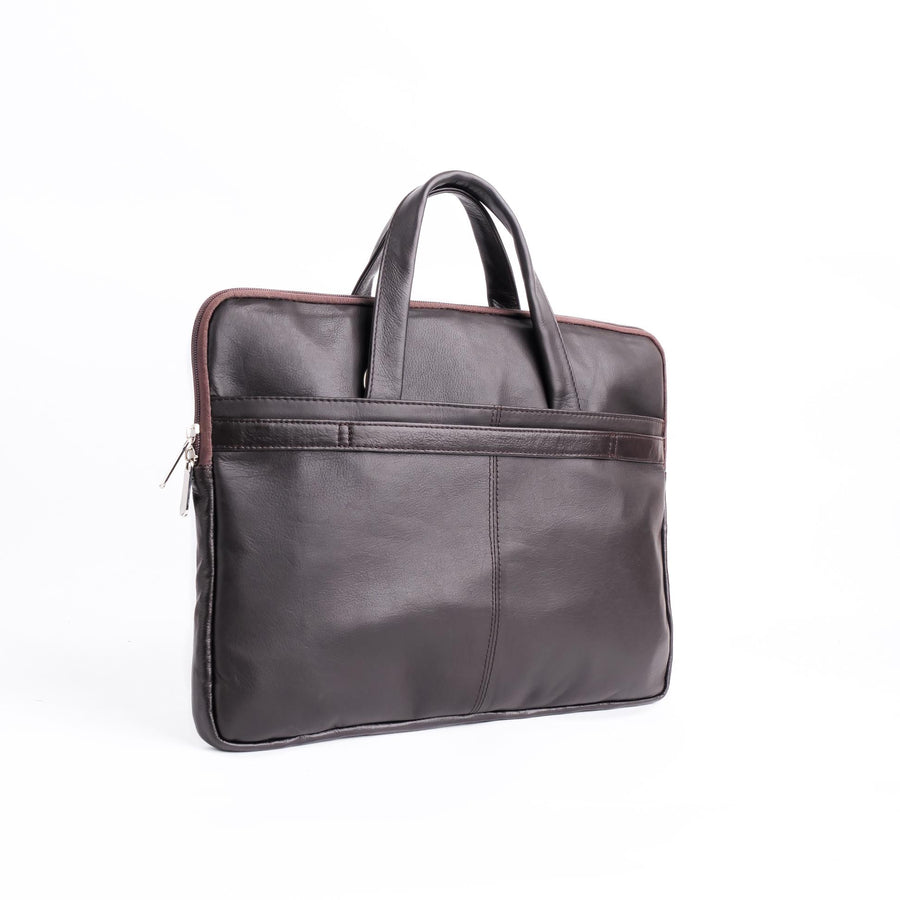 The Founder Ultra Slim Leather Laptop Bag-Dark Brown - Image 6