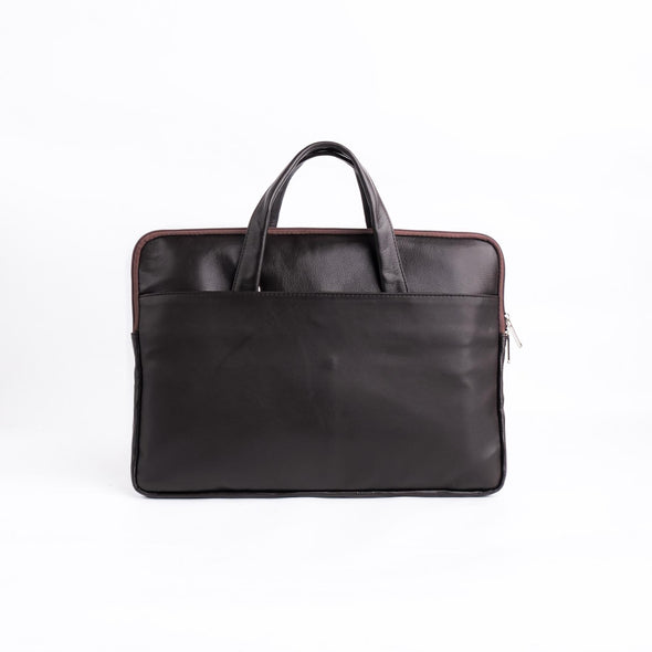 The Founder Ultra Slim Leather Laptop Bag-Dark Brown - Image 1