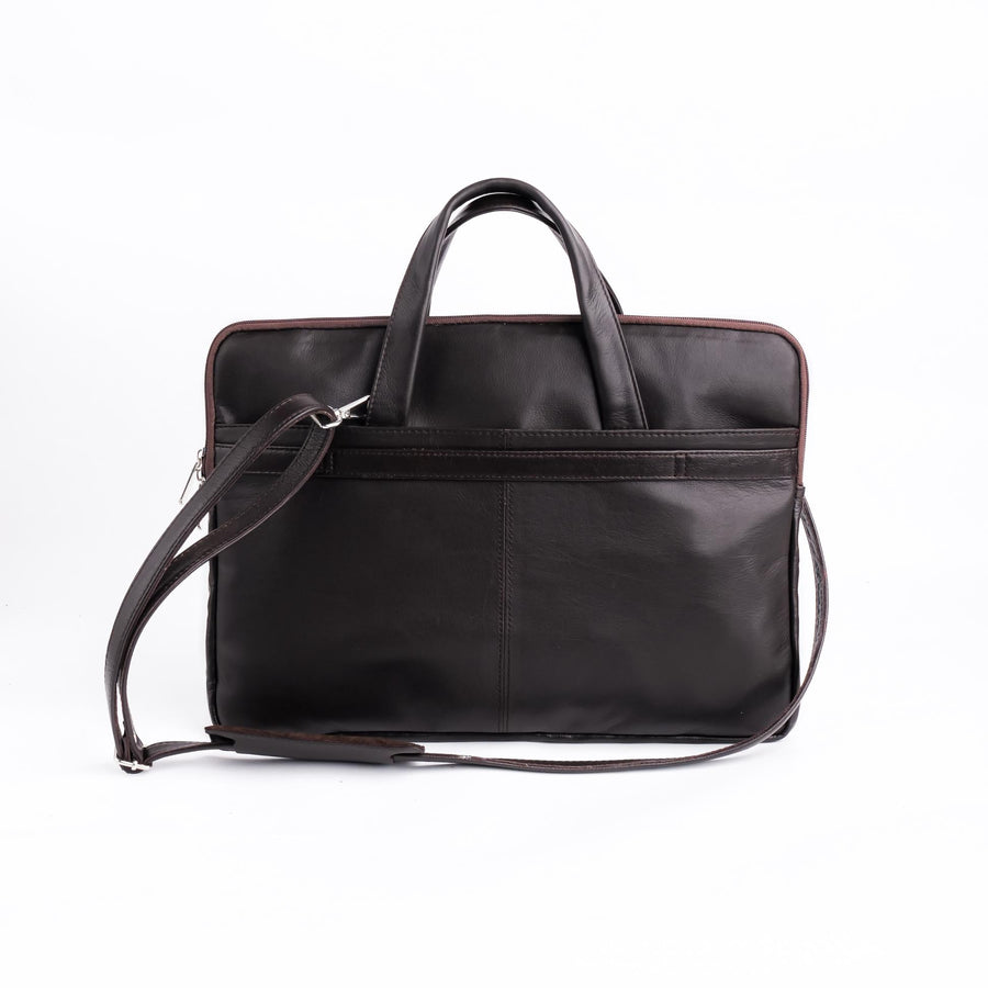 The Founder Ultra Slim Leather Laptop Bag-Dark Brown - Image 7