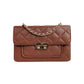 Flora Quilted Crossbody Leather Bag - Tan Brown - Image 1