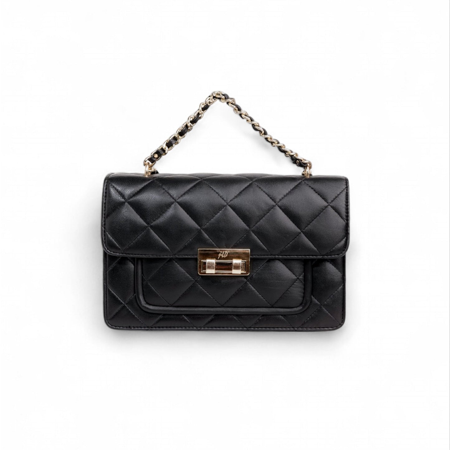 Flora Quilted Crossbody Leather Bag - Black - Image 12