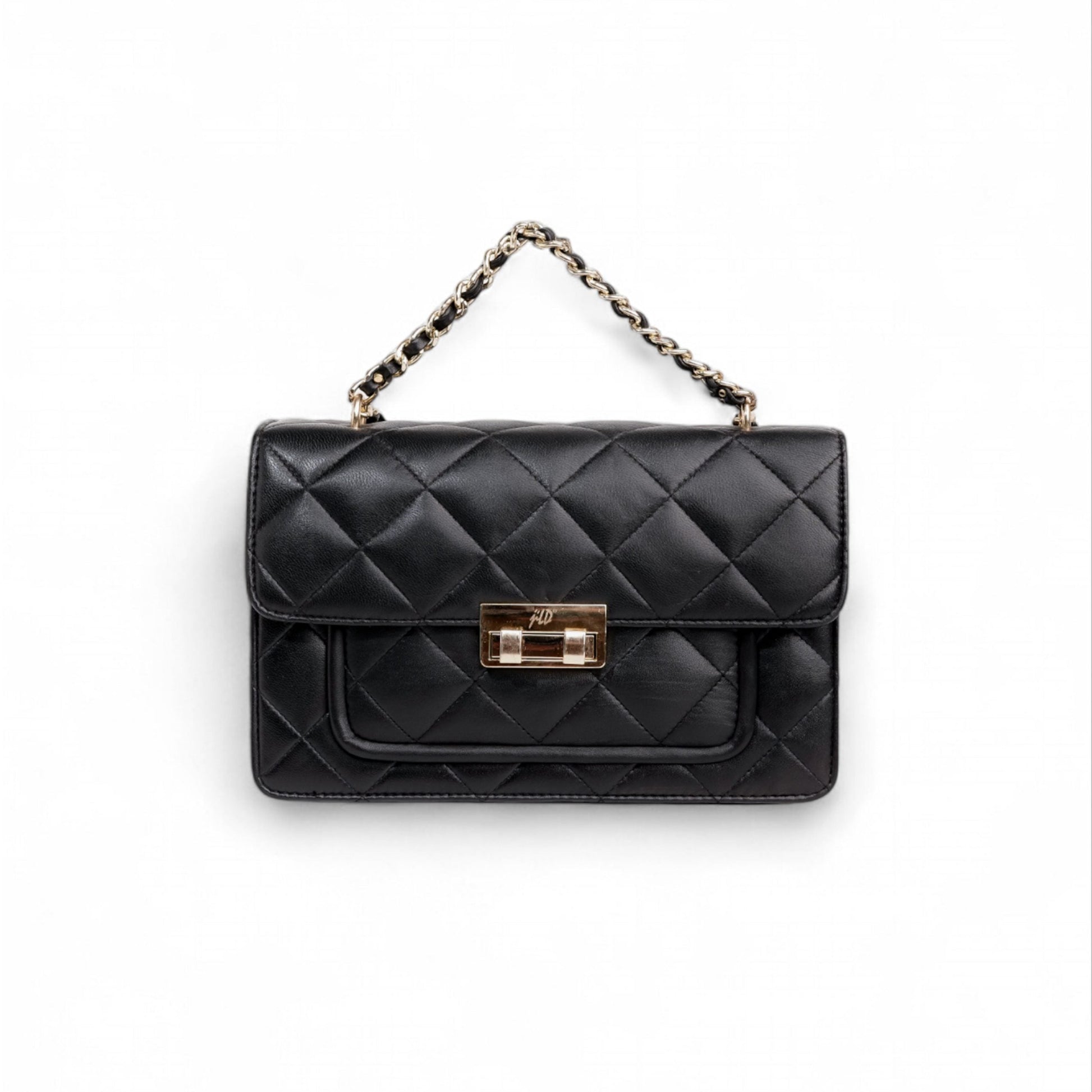 Flora Quilted Crossbody Leather Bag - Black - Image 12