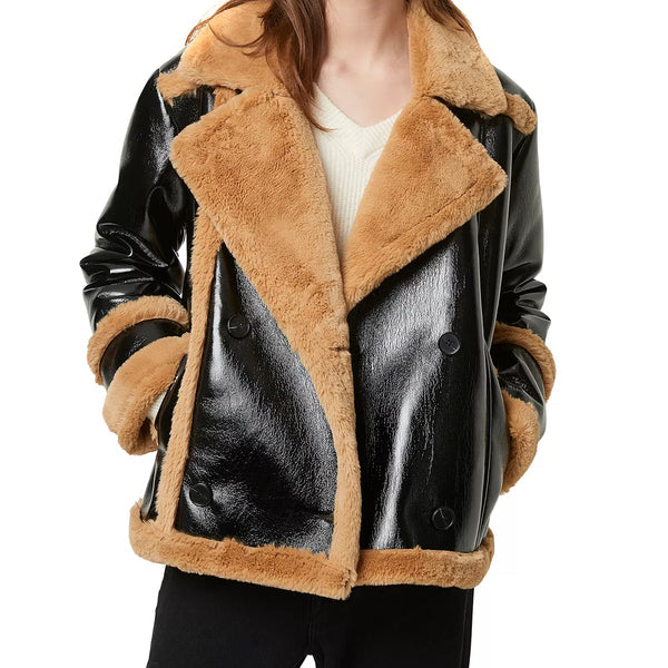 Womens Double Breasted Shearling Jacket