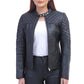 Womens Black Quilted Cafe Racer Jacket