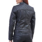 Womens Black Quilted Cafe Racer Jacket