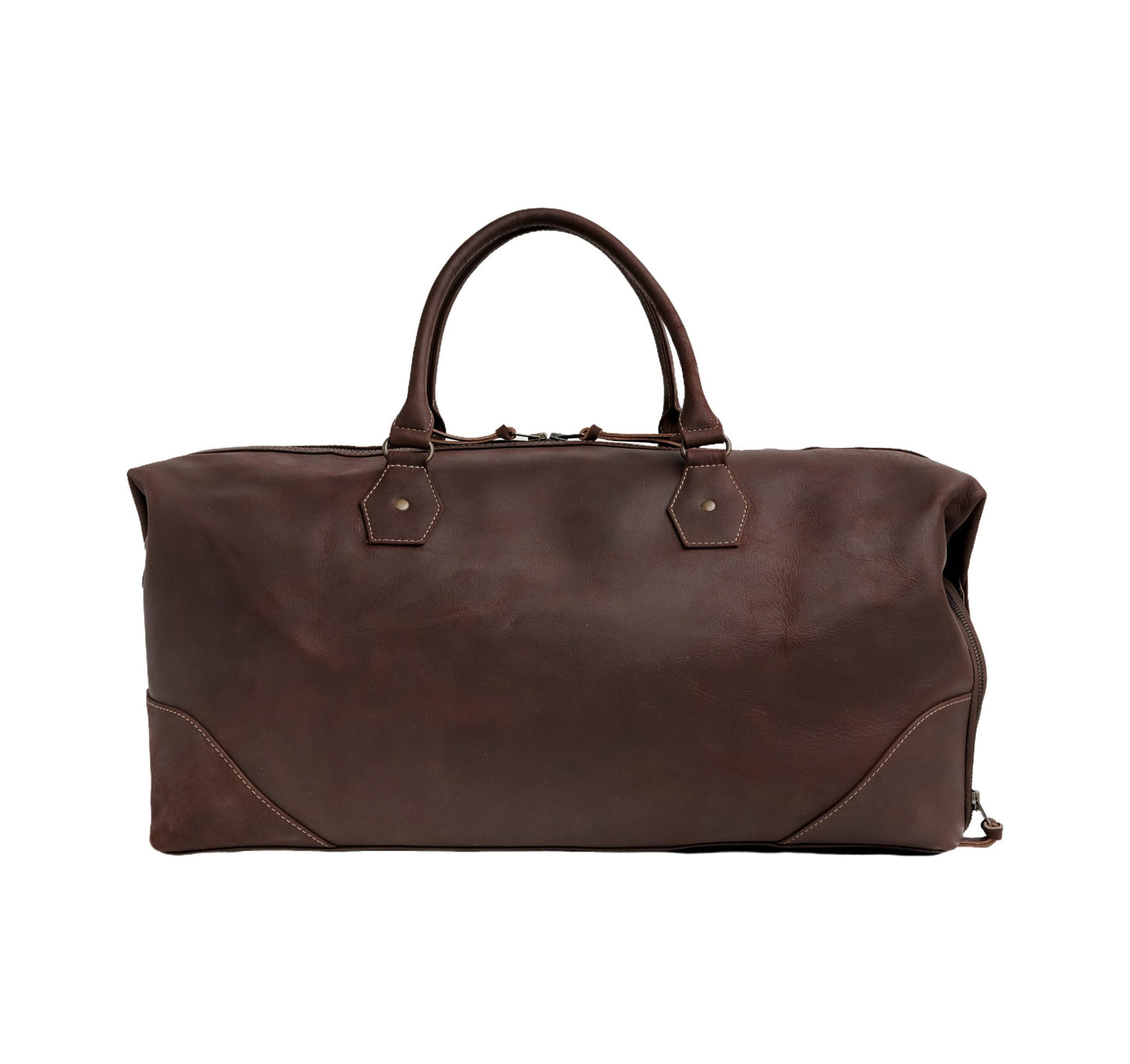 The Weekender Travel Leather Duffle Bag-Midnight Brown - Image 1