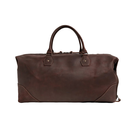 The Weekender Travel Leather Duffle Bag-Midnight Brown - Image 1