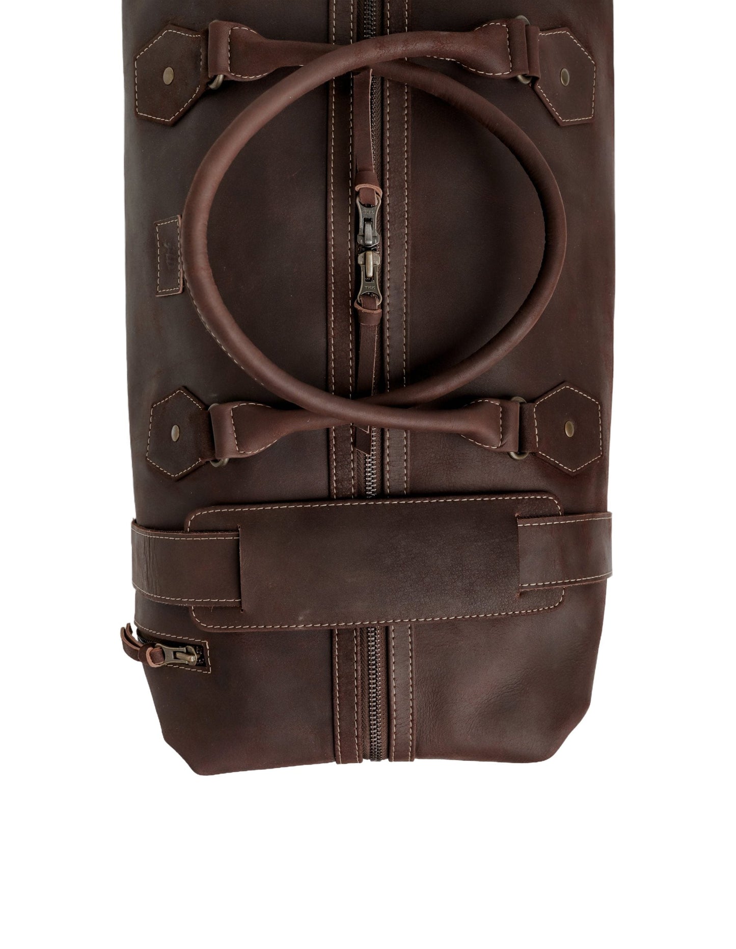 The Weekender Travel Leather Duffle Bag-Midnight Brown - Image 4