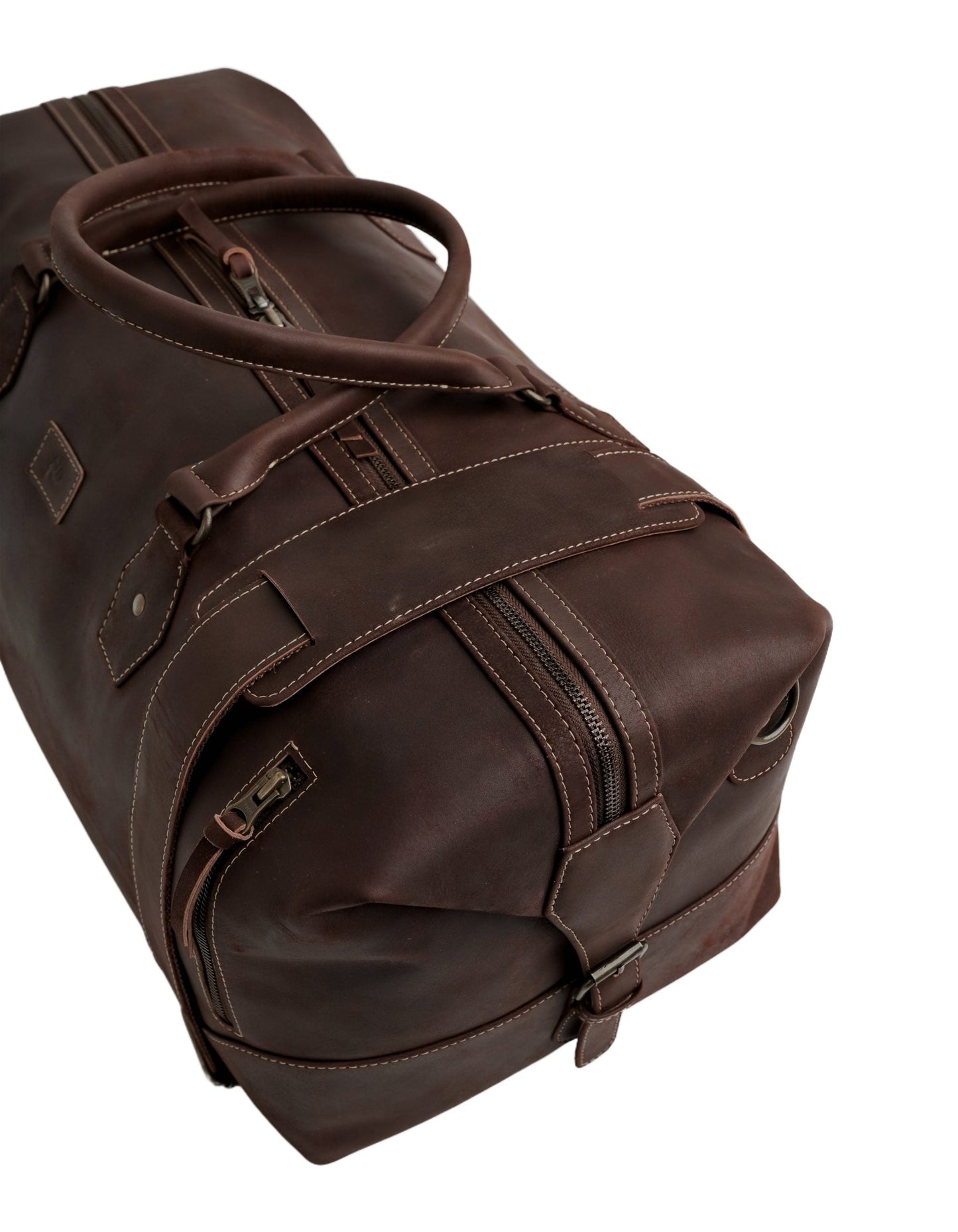 The Weekender Travel Leather Duffle Bag-Midnight Brown - Image 6