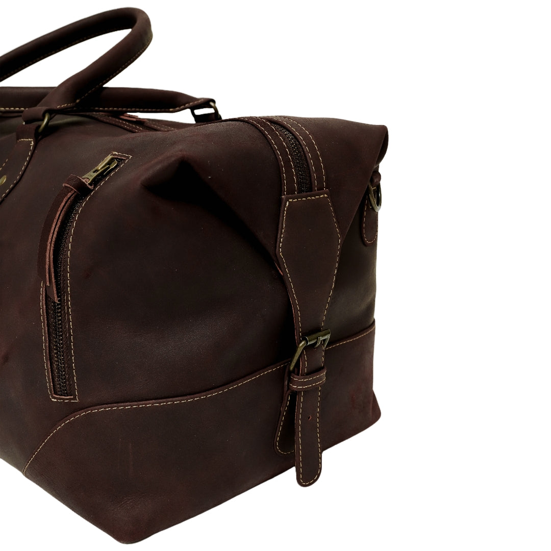 The Weekender Travel Leather Duffle Bag-Midnight Brown - Image 7