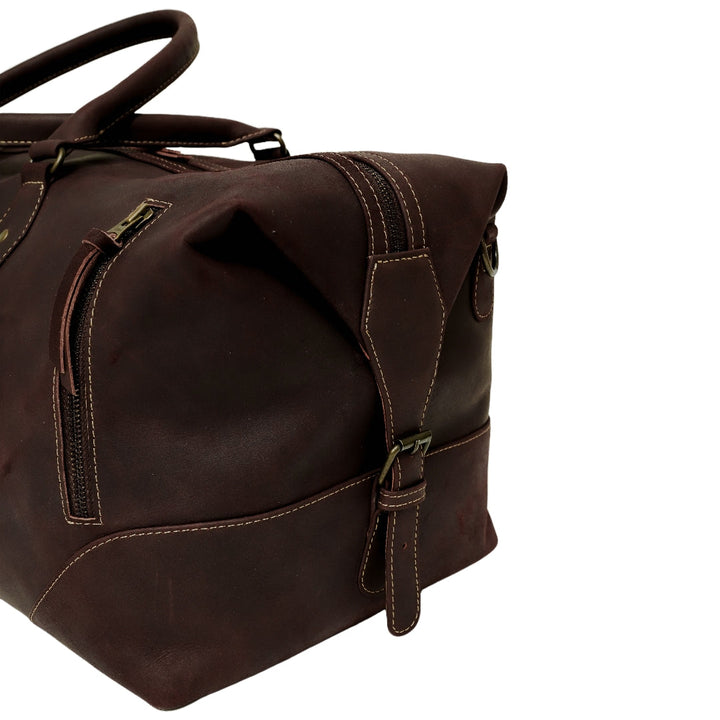 The Weekender Travel Leather Duffle Bag-Midnight Brown - Image 7