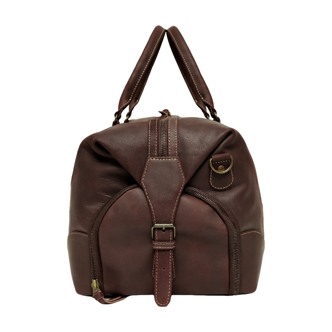 The Weekender Travel Leather Duffle Bag-Midnight Brown - Image 10