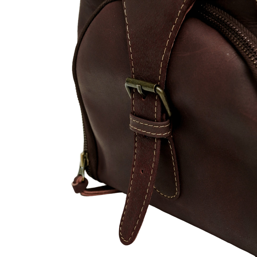 The Weekender Travel Leather Duffle Bag-Midnight Brown - Image 12