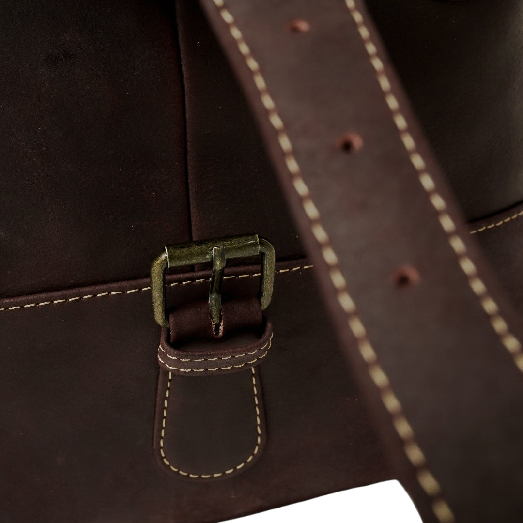 The Weekender Travel Leather Duffle Bag-Midnight Brown - Image 13