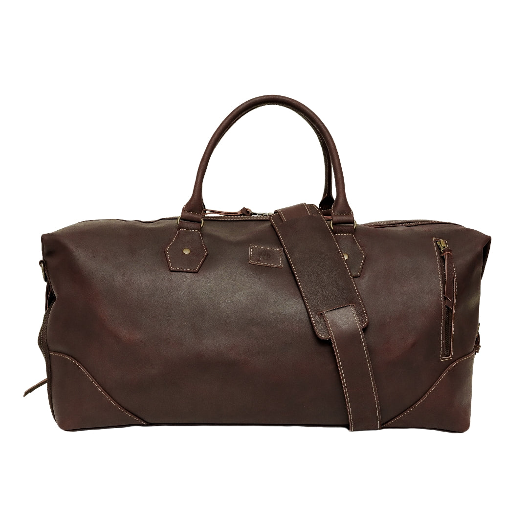 The Weekender Travel Leather Duffle Bag-Midnight Brown - Image 15
