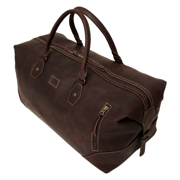 The Weekender Travel Leather Duffle Bag-Midnight Brown - Image 16