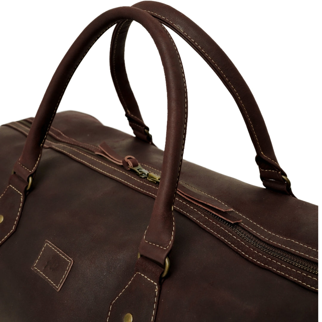 The Weekender Travel Leather Duffle Bag-Midnight Brown - Image 20