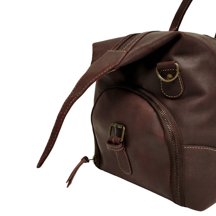 The Weekender Travel Leather Duffle Bag-Midnight Brown - Image 21