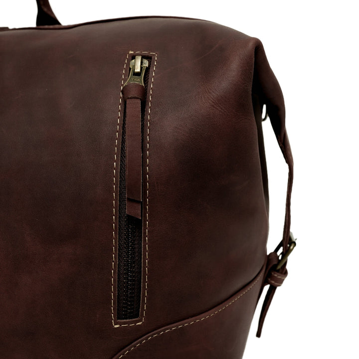 The Weekender Travel Leather Duffle Bag-Tan Brown - Image 2