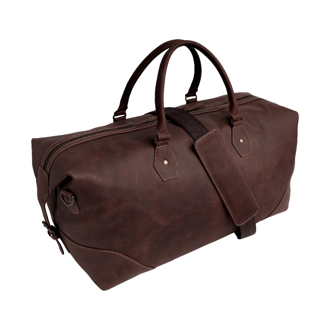 The Weekender Travel Leather Duffle Bag-Tan Brown - Image 9