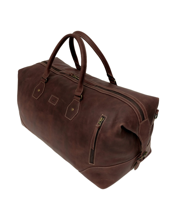 The Weekender Travel Leather Duffle Bag-Tan Brown - Image 12
