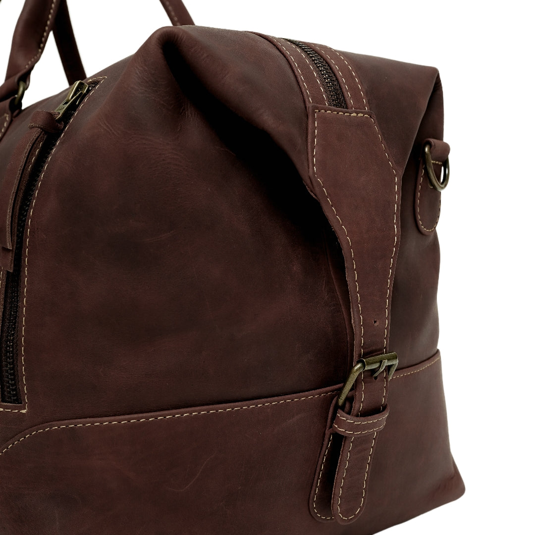 The Weekender Travel Leather Duffle Bag-Tan Brown - Image 17