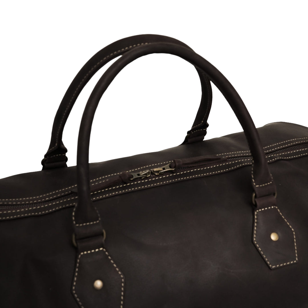 The Weekender Travel Leather Duffle Bag-Dark Brown - Image 5