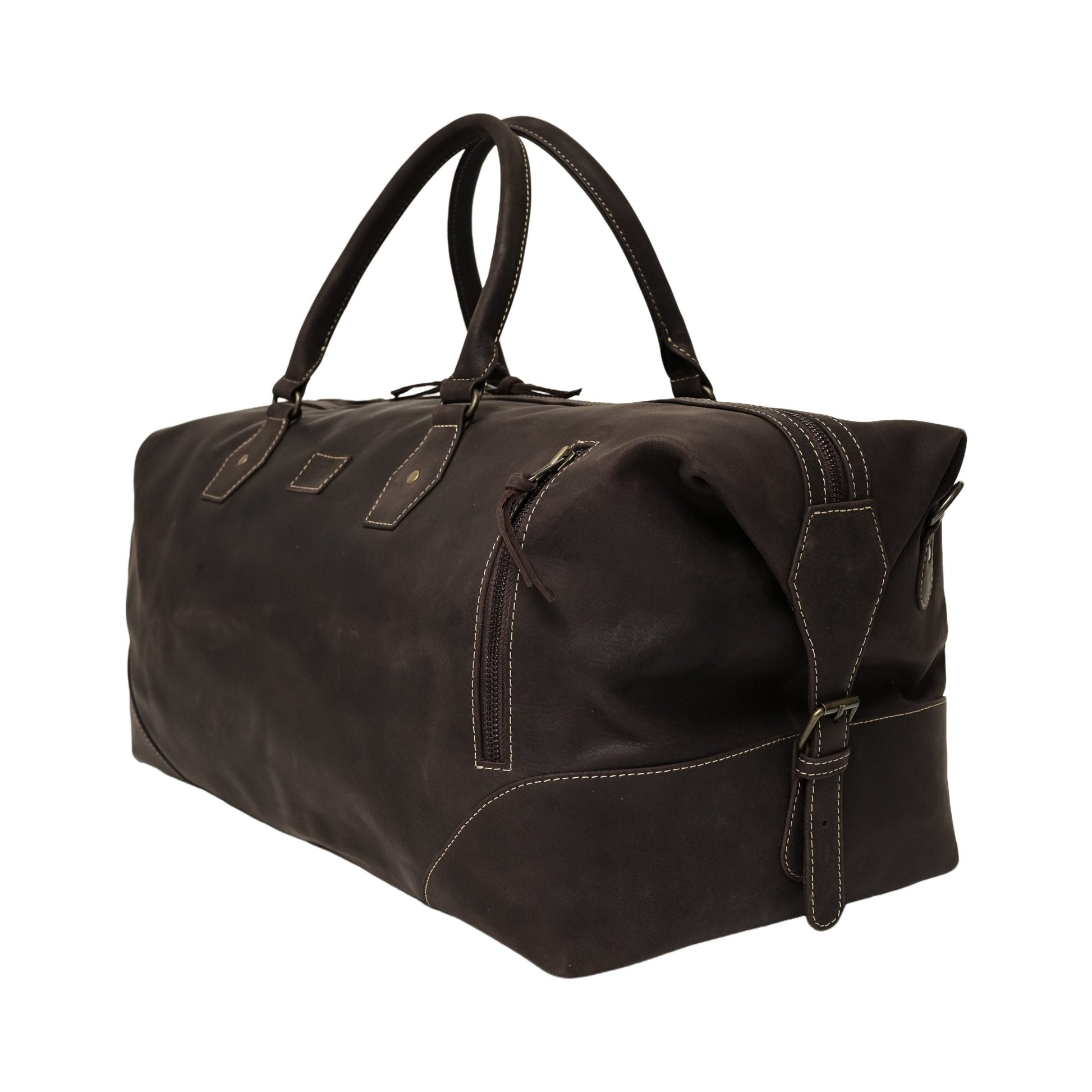 The Weekender Travel Leather Duffle Bag-Dark Brown - Image 9