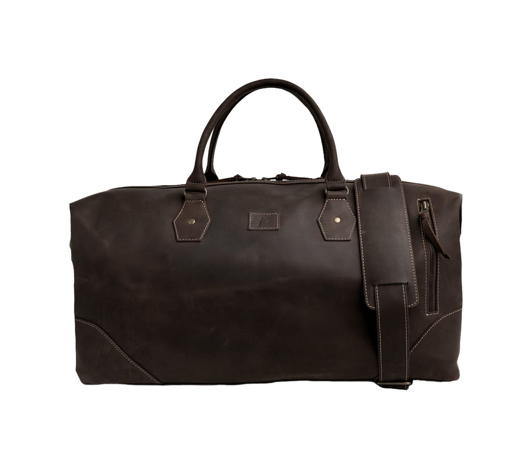 The Weekender Travel Leather Duffle Bag-Dark Brown - Image 10