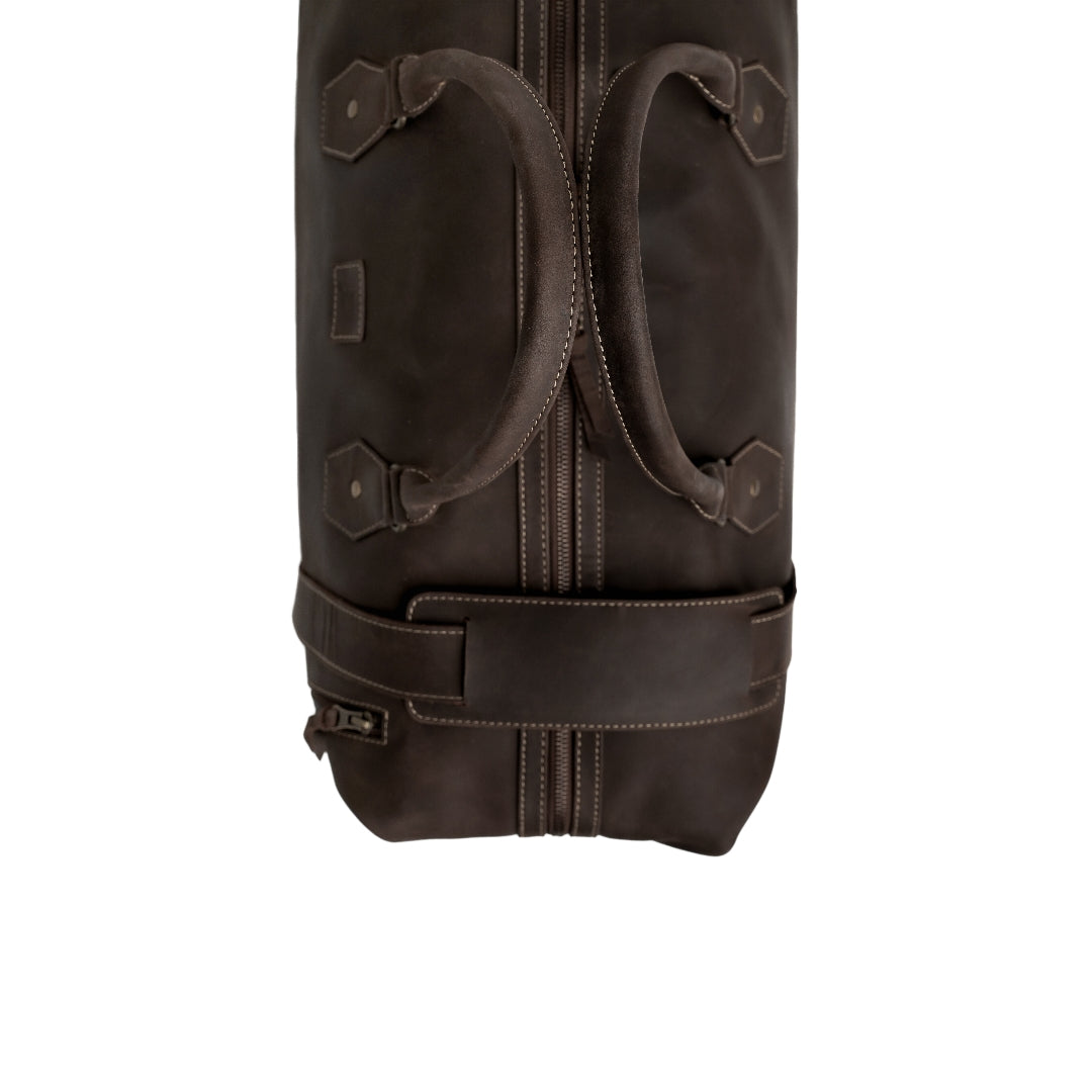 The Weekender Travel Leather Duffle Bag-Dark Brown - Image 13
