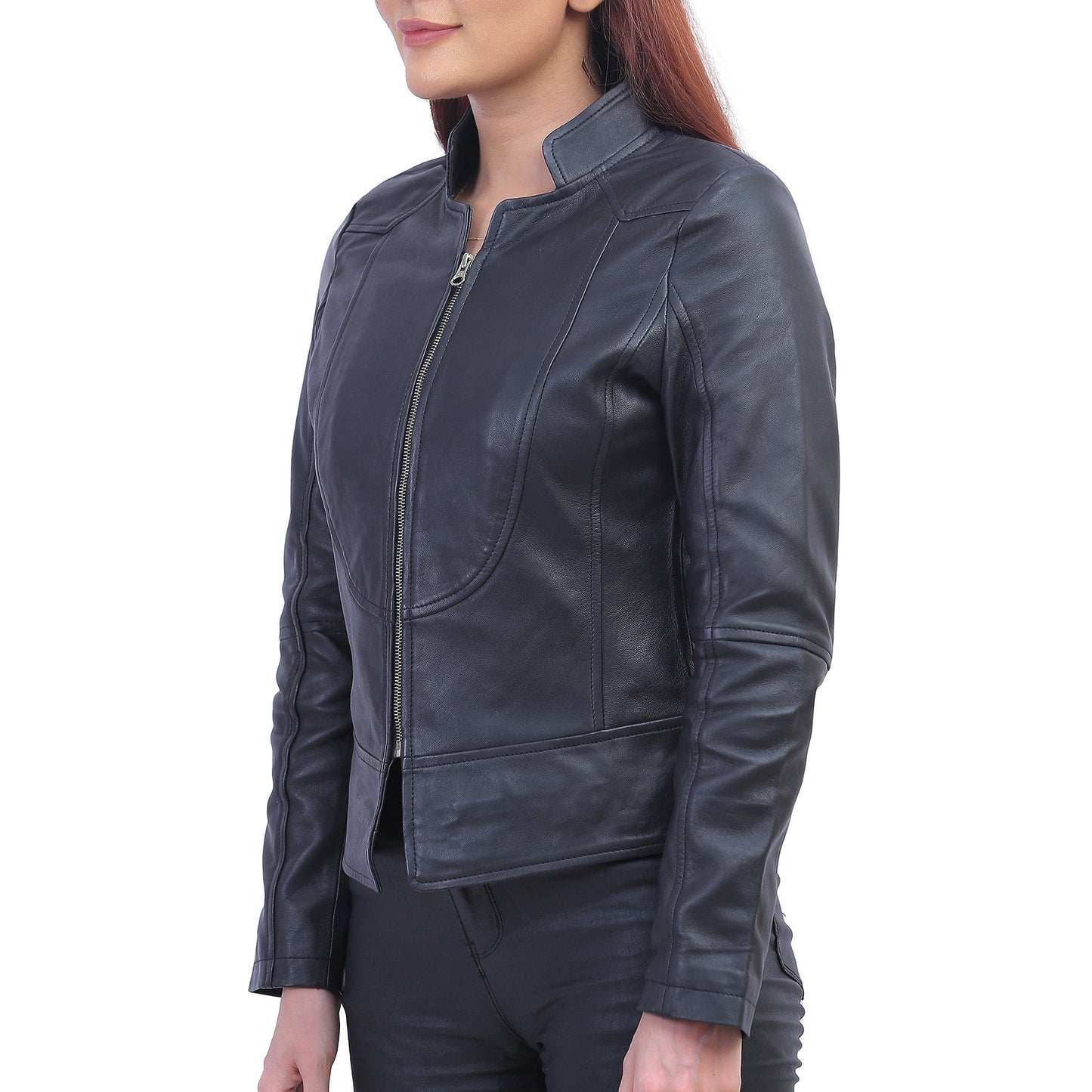 Womens Black Biker Leather Jacket